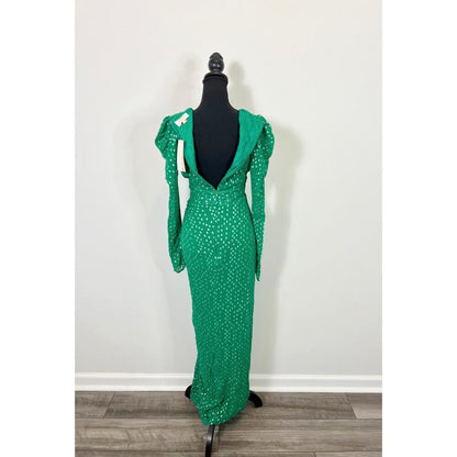 Rococo Sand Elna Maxi Dress in Green Size XS Metallic Side Slit Lined‎ Party