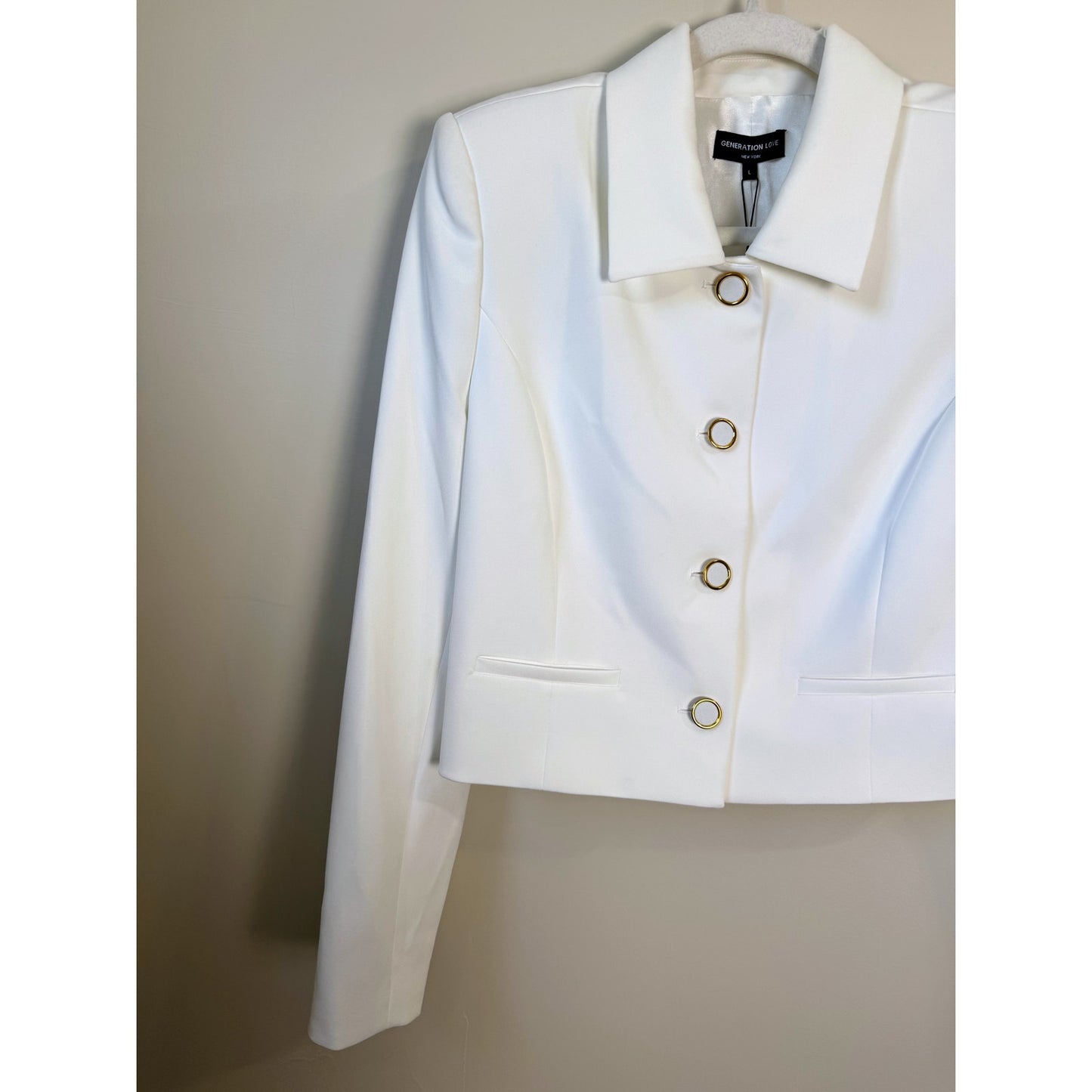 NEW NWT Generation Love Oliver Crepe Blazer White Size Large