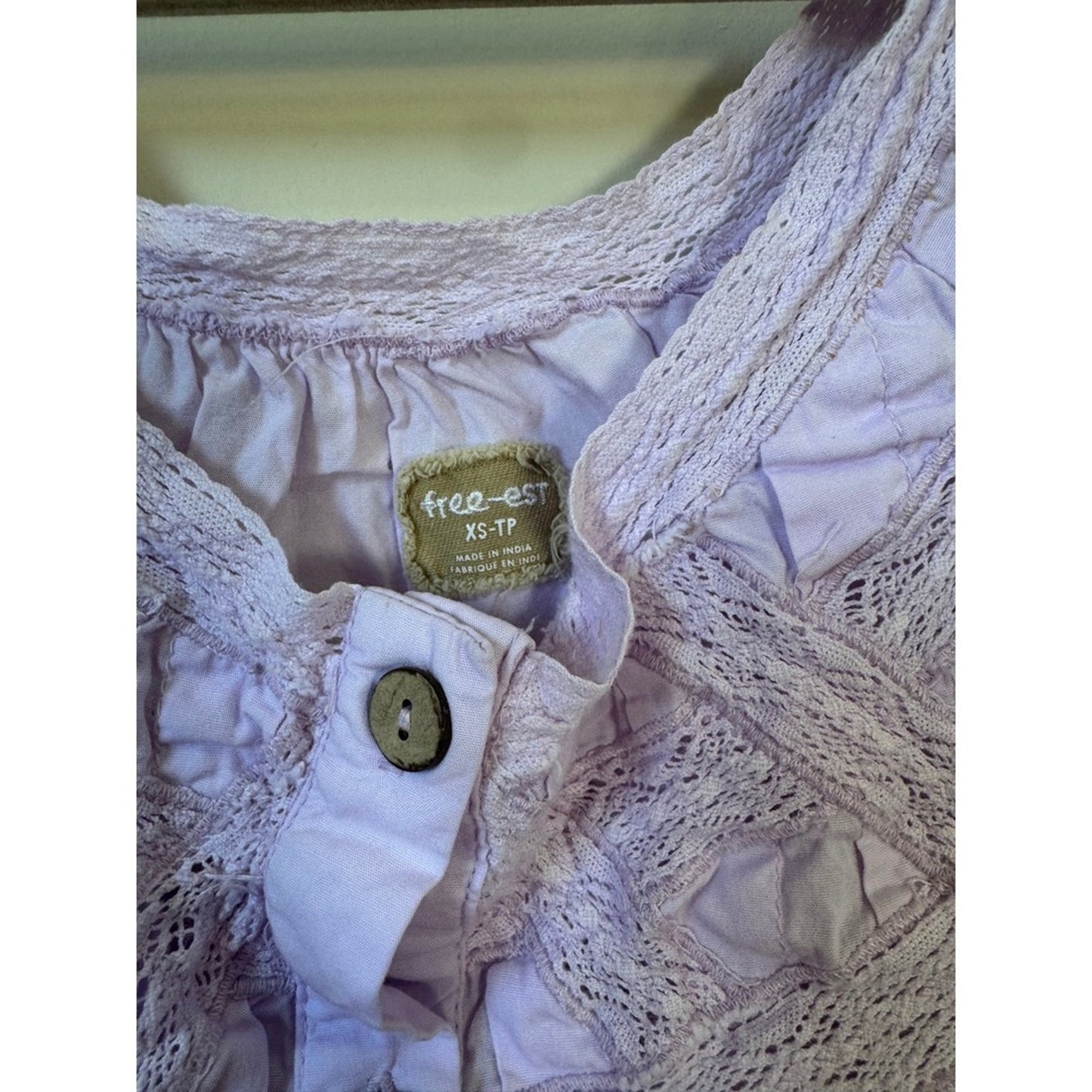 Free People Free-Est Lavender Crochet Lace Button Front Midi Dress Lilac XS