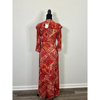 Free People Lennon Maxi Dress in Primrose Combo Size‎ XS Button Front Boho Party