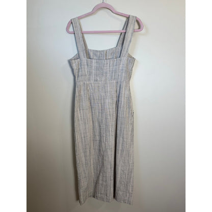 APIECE APART Striped Square Neck Button Front Midi Dress Size 4 Linen Blend