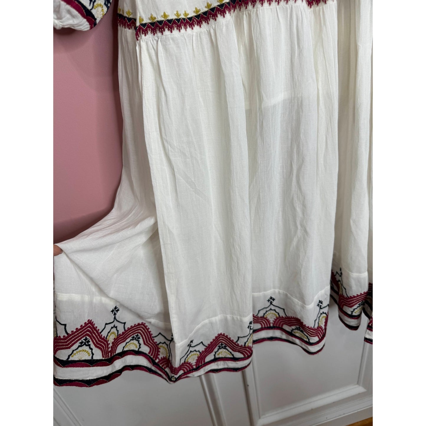 Free People Sweet Escape Midi Dress in White Medium Embroidered Long Sleeve