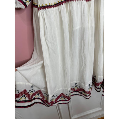 Free People Sweet Escape Midi Dress in White Medium Embroidered Long Sleeve
