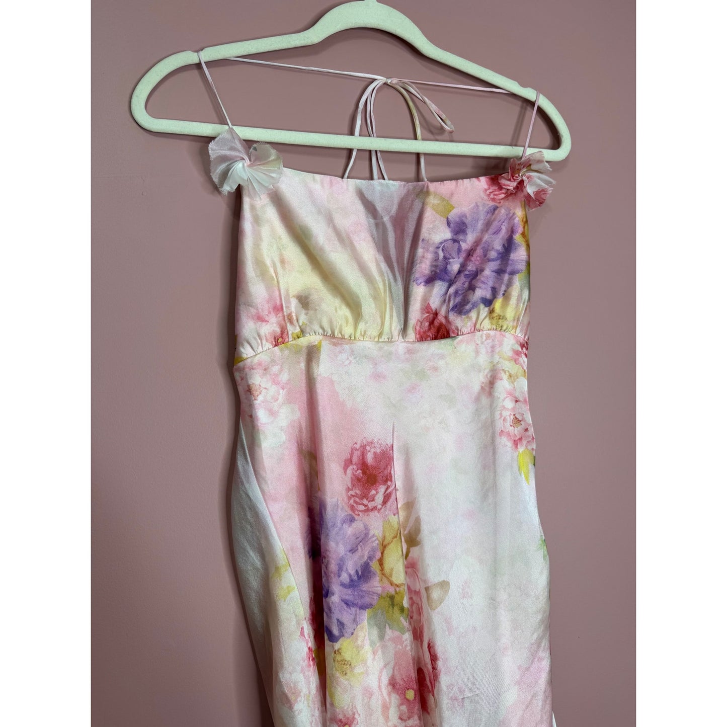 For Love & Lemons Lisa Maxi Dress in Floral Medium Sheer Strappy Lace-Up Back