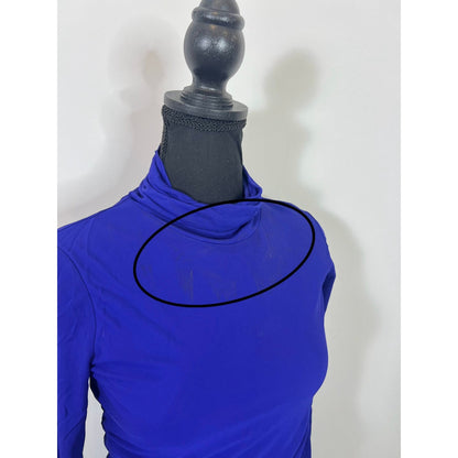 Reiss Freya Twist Front Midi Dress Cobalt Blue Size 2 Turtleneck Party Cocktail