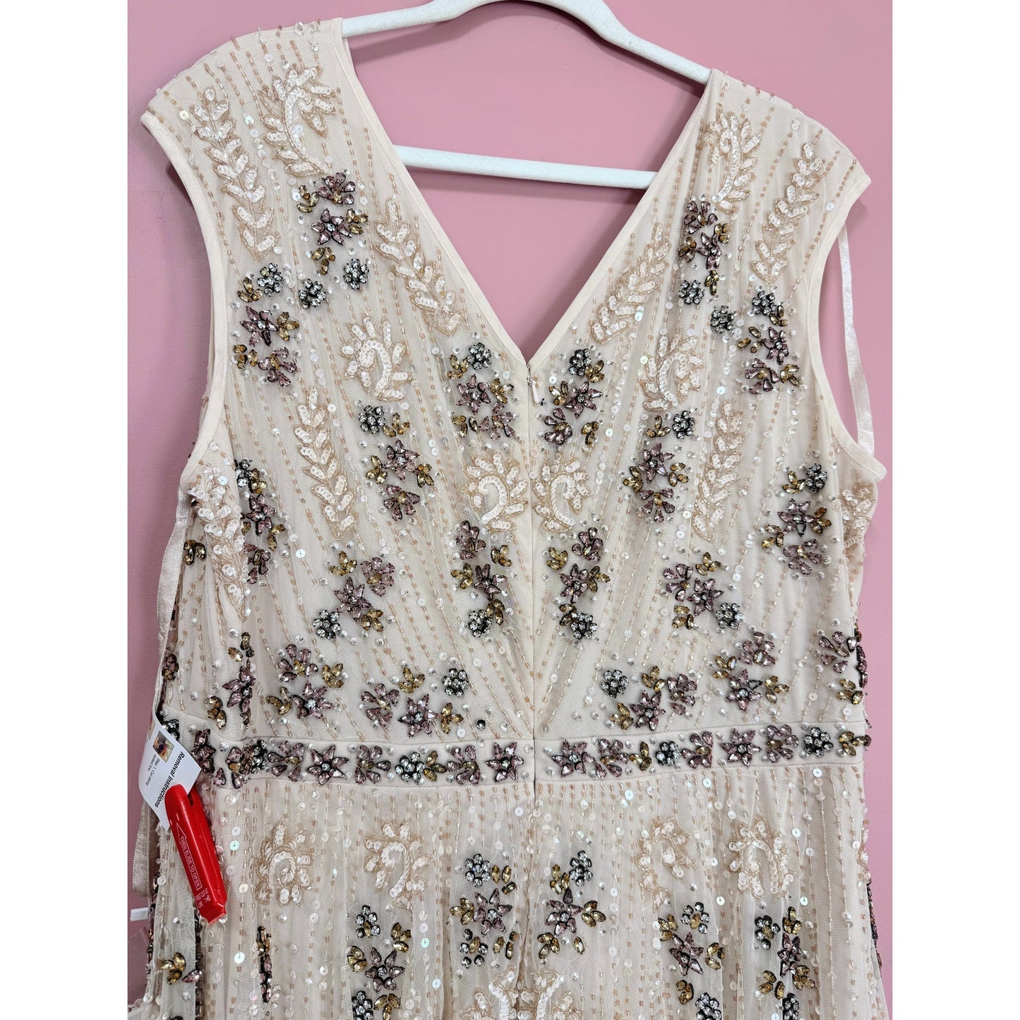 NEW NWT Mac Duggal Cap Sleeve Embellished Dress in Blush STYLE 93575 Size 20