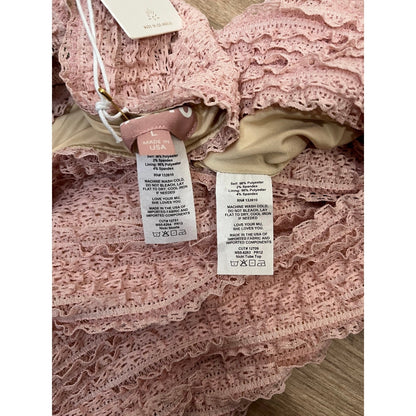 Show Me Your Mumu Nicki Tube Top & Niki Shorts Set Pink Textured L