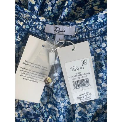 Rails Eliza Mini Dress in Ice Chrysanthemum Small Floral 3/4 Sleeve Pullover