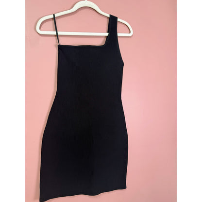Babaton Aritzia Sculpt Knit One-Shoulder Mini Dress Black Size Small