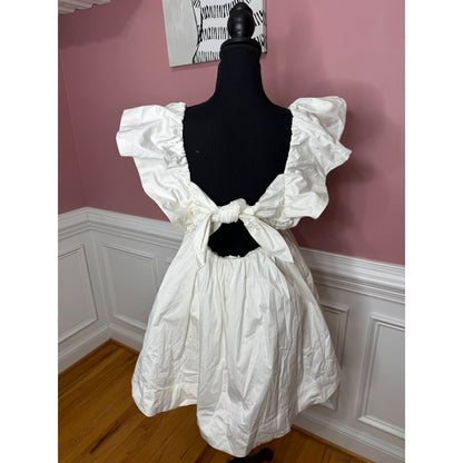For Love & Lemons Clementine Mini Dress in White Large Stretch Lined Pleated