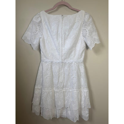 Lilly Pulitzer Bonni Dress Resort White Jumbo Bouquet Eyelet Lace Mini  4