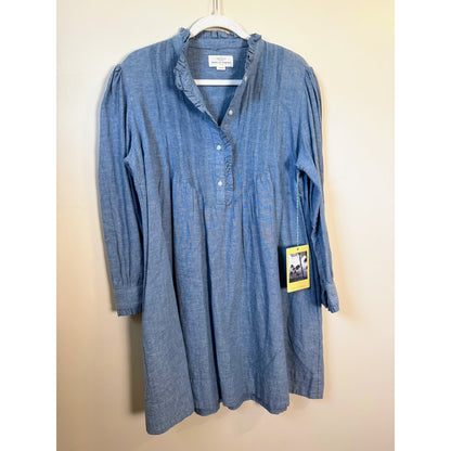 NEW NWT Trovata Birds Of Paradis Eve Chambray Shift Dress Size Large Vintage Indigo