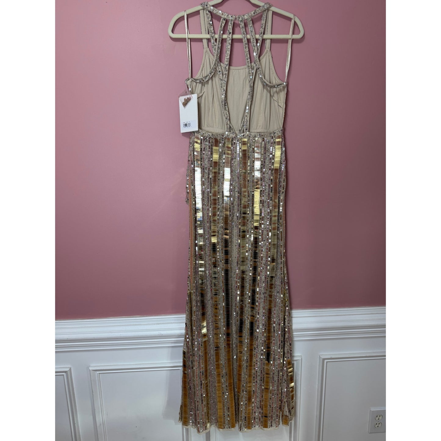 Mac Duggal Beaded Embellished Mirror Gown Size 6 STYLE 38391