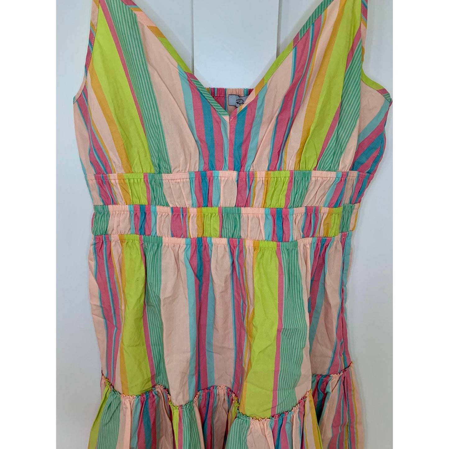 Rails Carmen Mini Dress in Guava Stripe Multi Small Pullover Sleeveless V-Neck