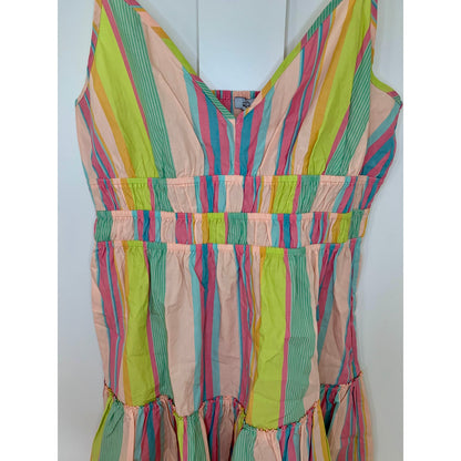 Rails Carmen Mini Dress in Guava Stripe Multi Small Pullover Sleeveless V-Neck