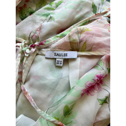 Sau Lee Frieda Silk Dress Pink Floral Size 6