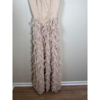 Show Me Your Mumu Francesca  Gown Champagne Pink Ruffle Tulle Corset Maxi Dress