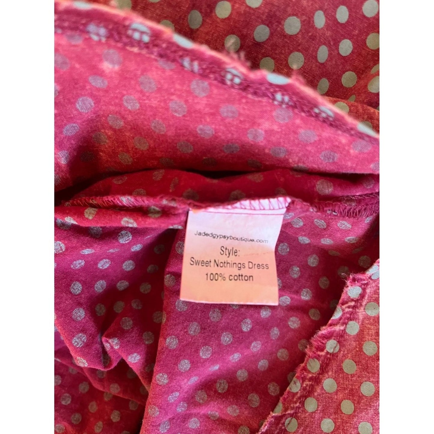 Jaded Gypsy Sweet Nothings Dress Pink Polka Dot Oversized Boho Maxi O S