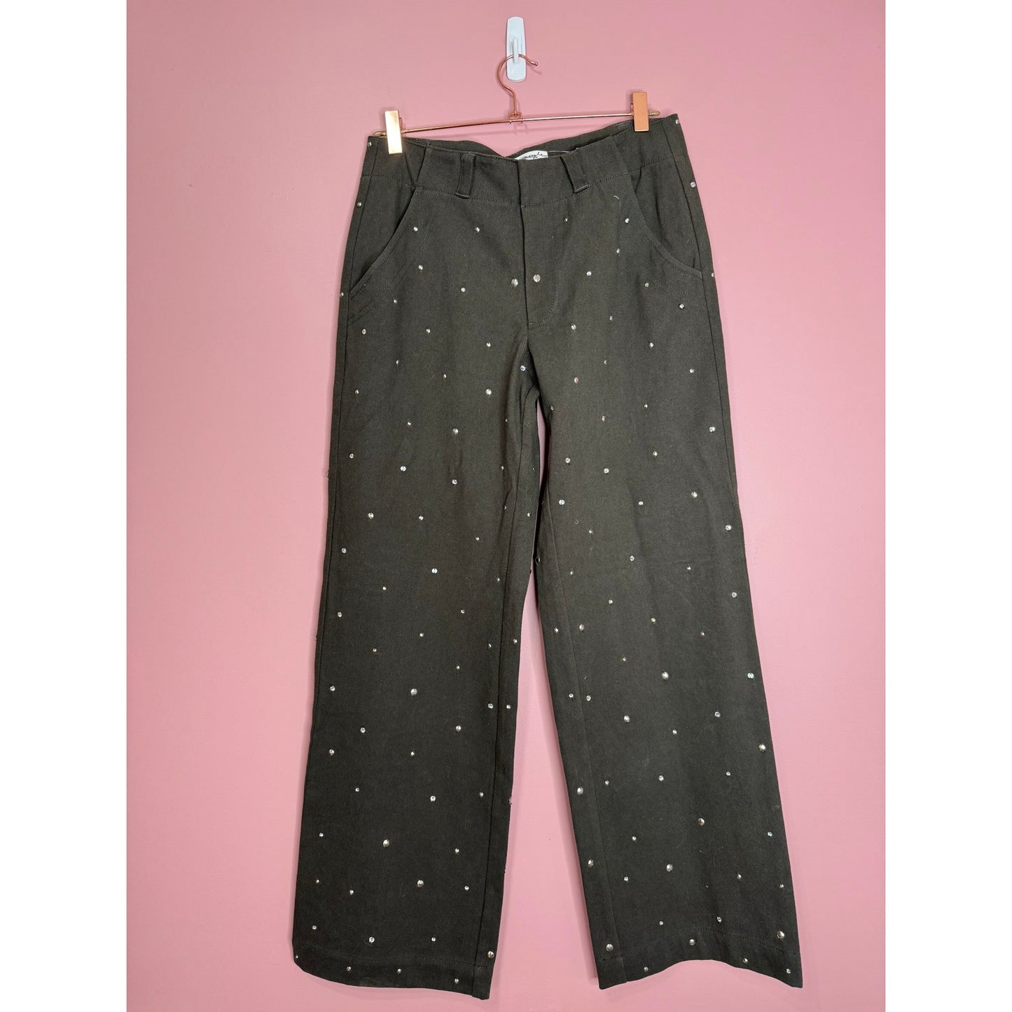 Free People Embellished Suit Set in Gray Size 4 Studded Relaxed Mid-Rise Pockets