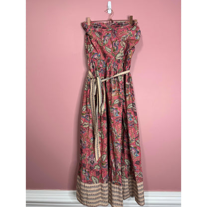 Anthropologie Let Me Be Boho Halter Maxi Dress in Brown Motif Size XL Floral