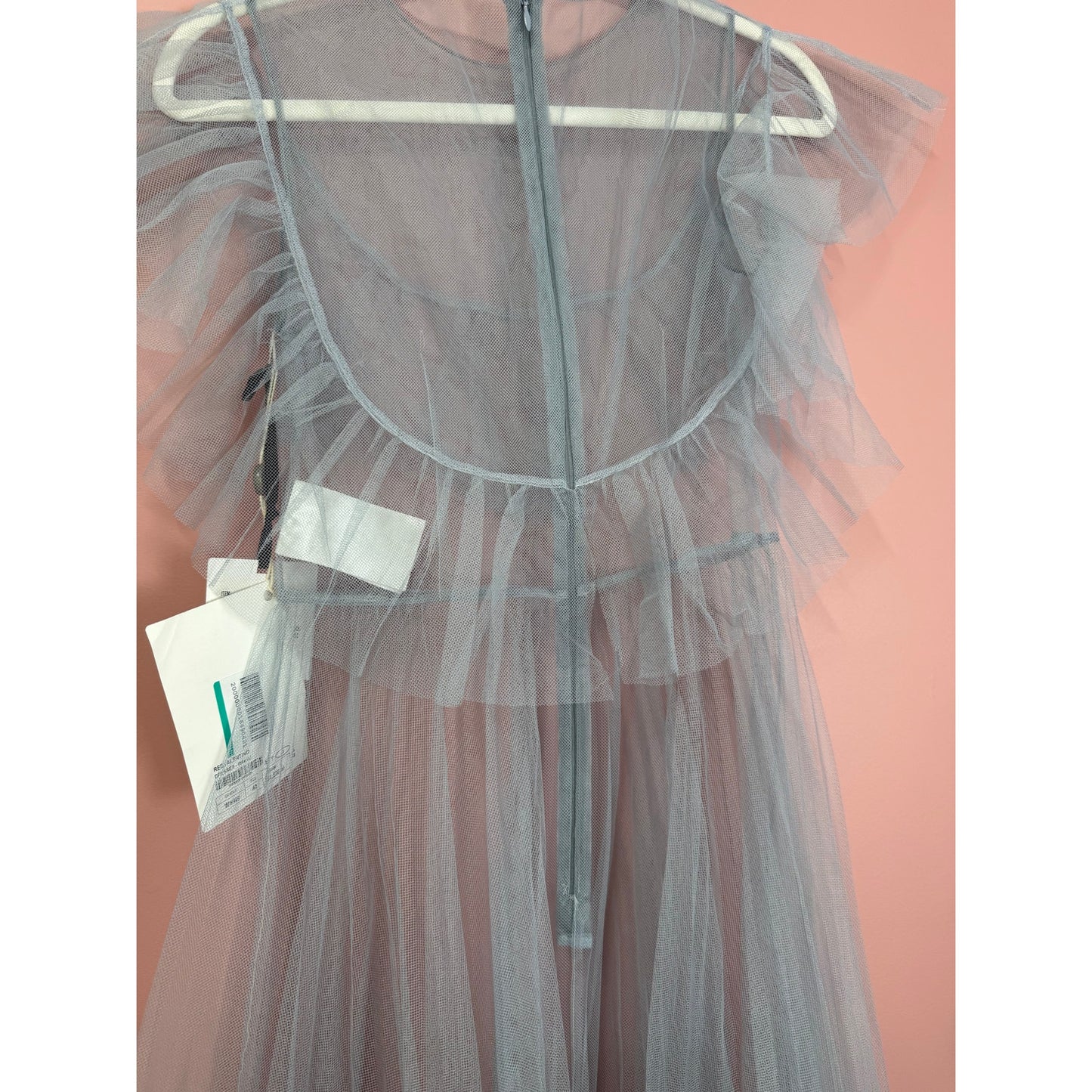 RED Valentino Tulle Ruffle Overlay Mini Dress in Blue Size 40/Small