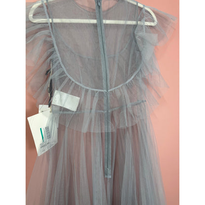 RED Valentino Tulle Ruffle Overlay Mini Dress in Blue Size 40/Small