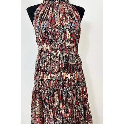 A.L.C.‎ Laura Halter Tiered Printed Maxi Dress One Size Sleeveless Colorful
