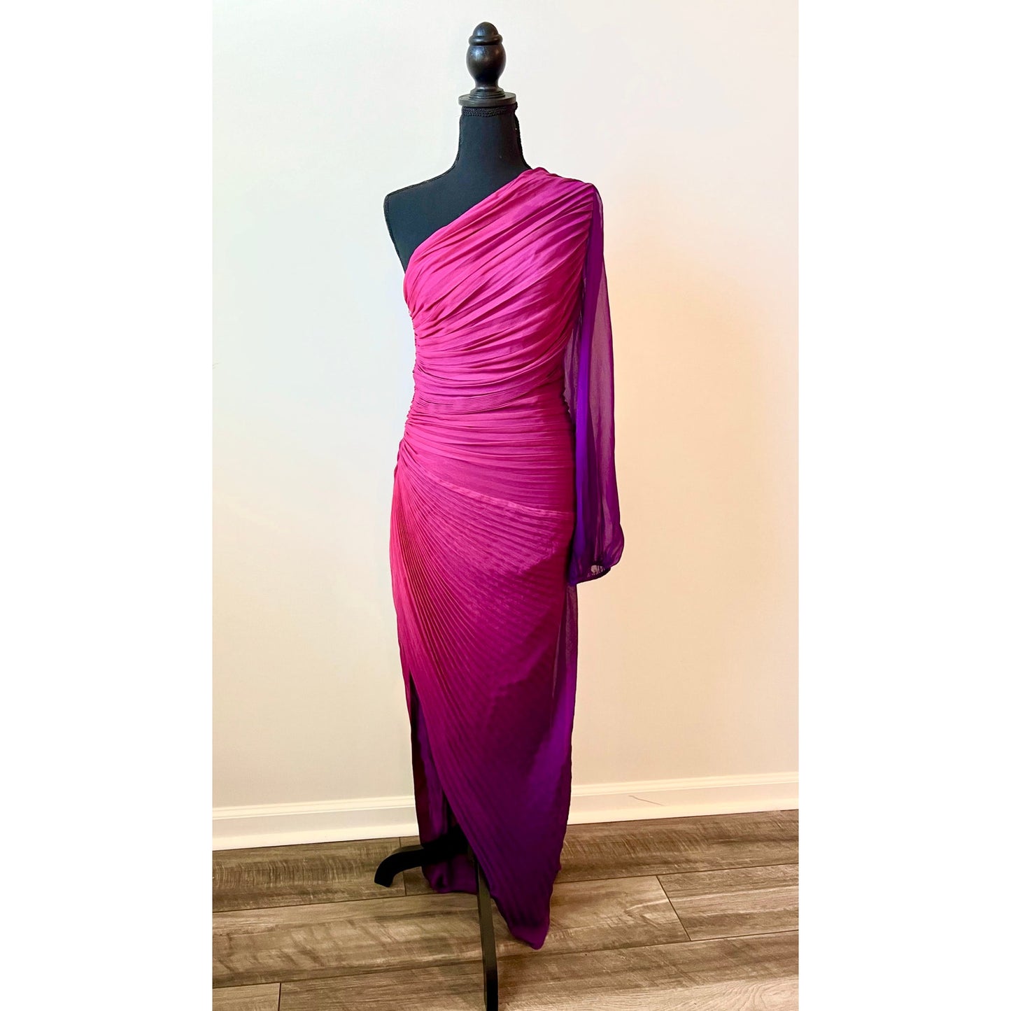 Rococo Sand Paige Long Dress in Pink/Purple Ombre Size XS One Shoulder Ruched