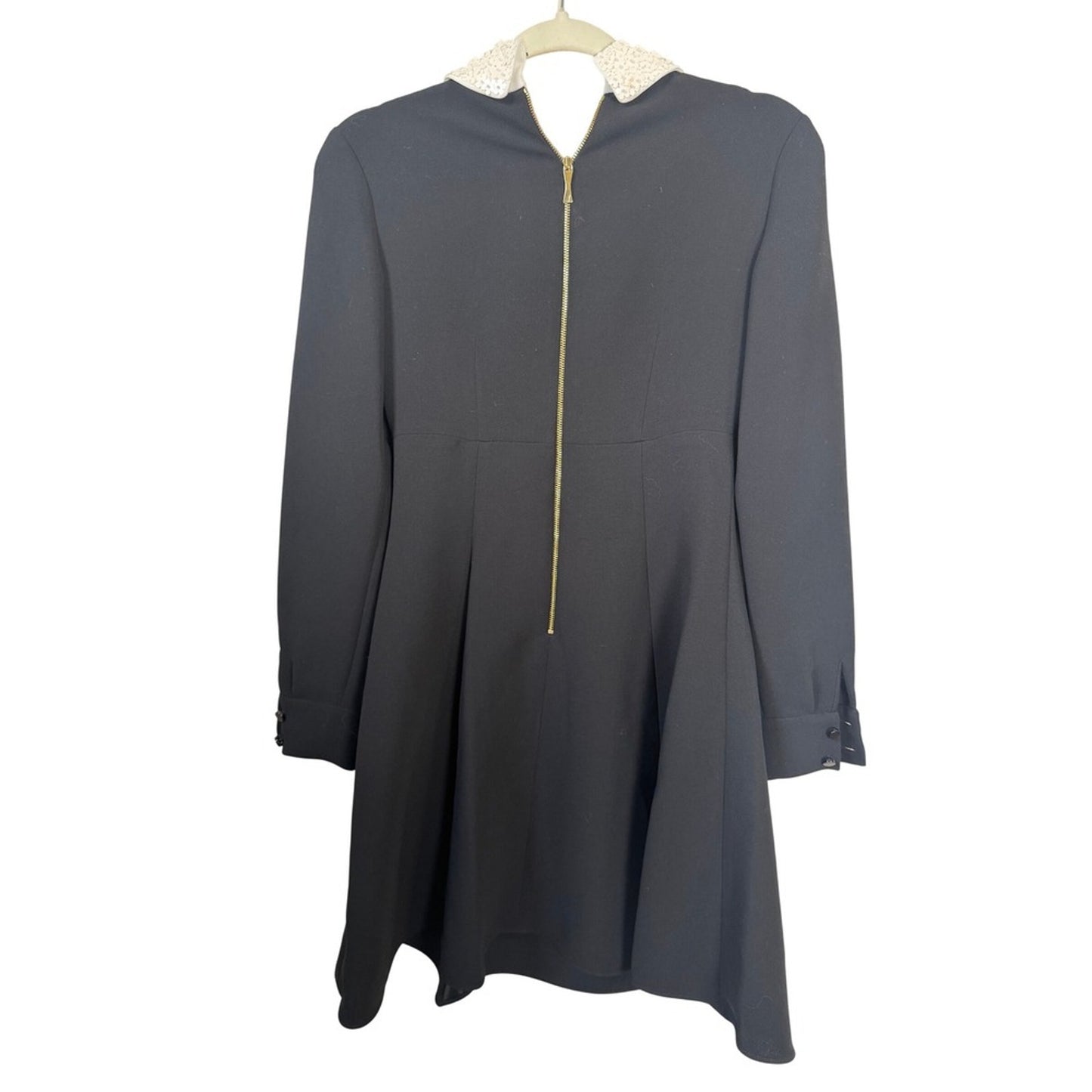 Kate Spade New York Black Sequin Collar Long Sleeve Mini Dress Size 00