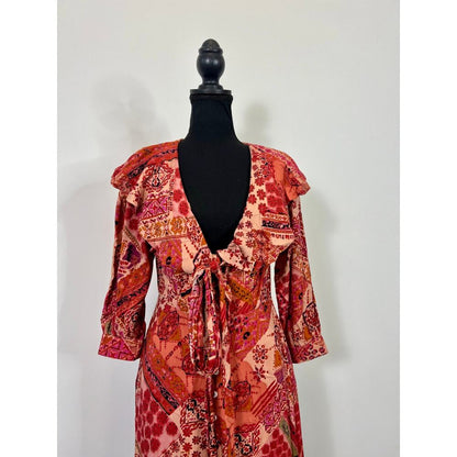 Free People Lennon Maxi Dress in Primrose Combo Size‎ XS Button Front Boho Party