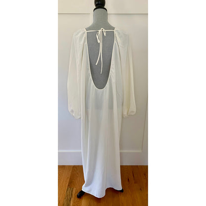 Hill House The Simone Dress in Coconut Milk Size XL Long Sleeve Tie Lace Back