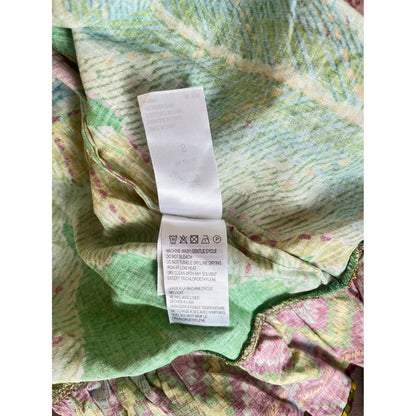 FARM Rio Off Shoulder Maxi Dress Green Floral Puff Sleeve Tie Waist S