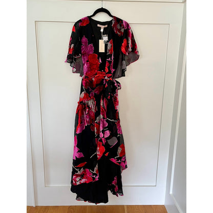 NEW NWT Hutch Nataly Wrap Midi Dress Velvet Floral Burnout Size Medium