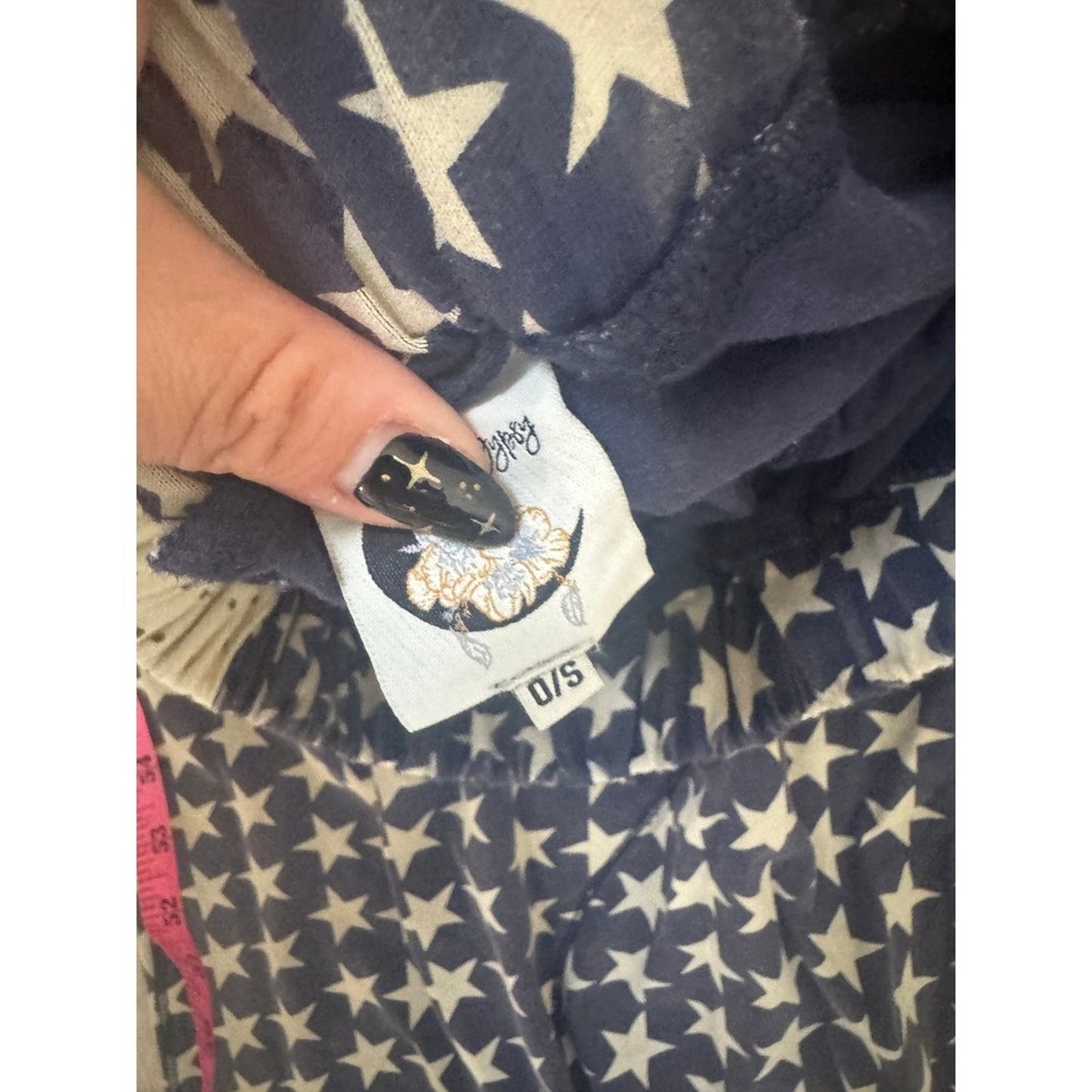Jaded Gypsy Womens Star Print Harem Pants Navy Blue Drop Crotch Boho O/S
