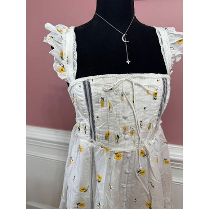 For Love & Lemons Leanne Mini‎ Slip Dress in White Size XL Floral Embroidered