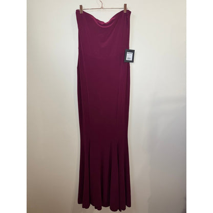 Norma Kamali Strapless Gown Plum Color Fishtail Hem Size L 40