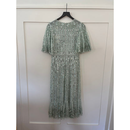 Mac Duggal Midi Mint/Silver/Pearl Size 6 STYLE 5579