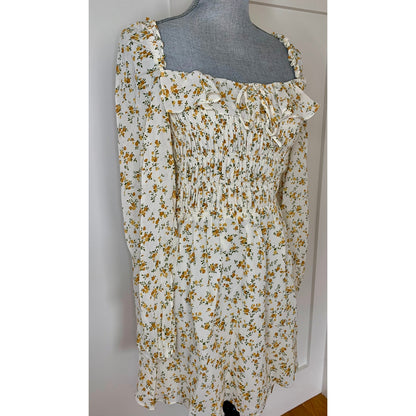 Reformation Morris Mini Dress in Adagio Floral Sz 12 Long Sleeve Pullover Lined