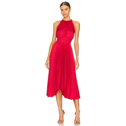 NEW NWT A.L.C. Renzo Midi Pleated Dress in Real Red Size 6