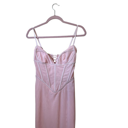 House of CB Romy Pinkesque Corset Maxi Dress Pink Lace Up SB10948 Size S NWT