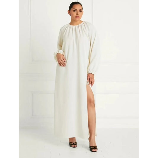 Hill House The Simone Dress in Coconut Milk Size XL Long Sleeve Tie Lace Back