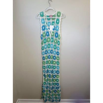 NEW NWT Show Me Your Mumu Vacay Crochet Coverup Maxi Blue Size‎ XXL