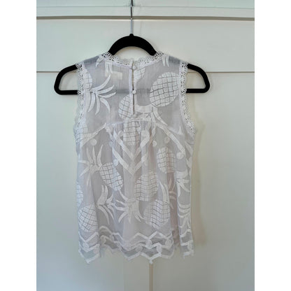 NEW NWT Maeve Anthropologie Lace Pineapple Tank White Size 6