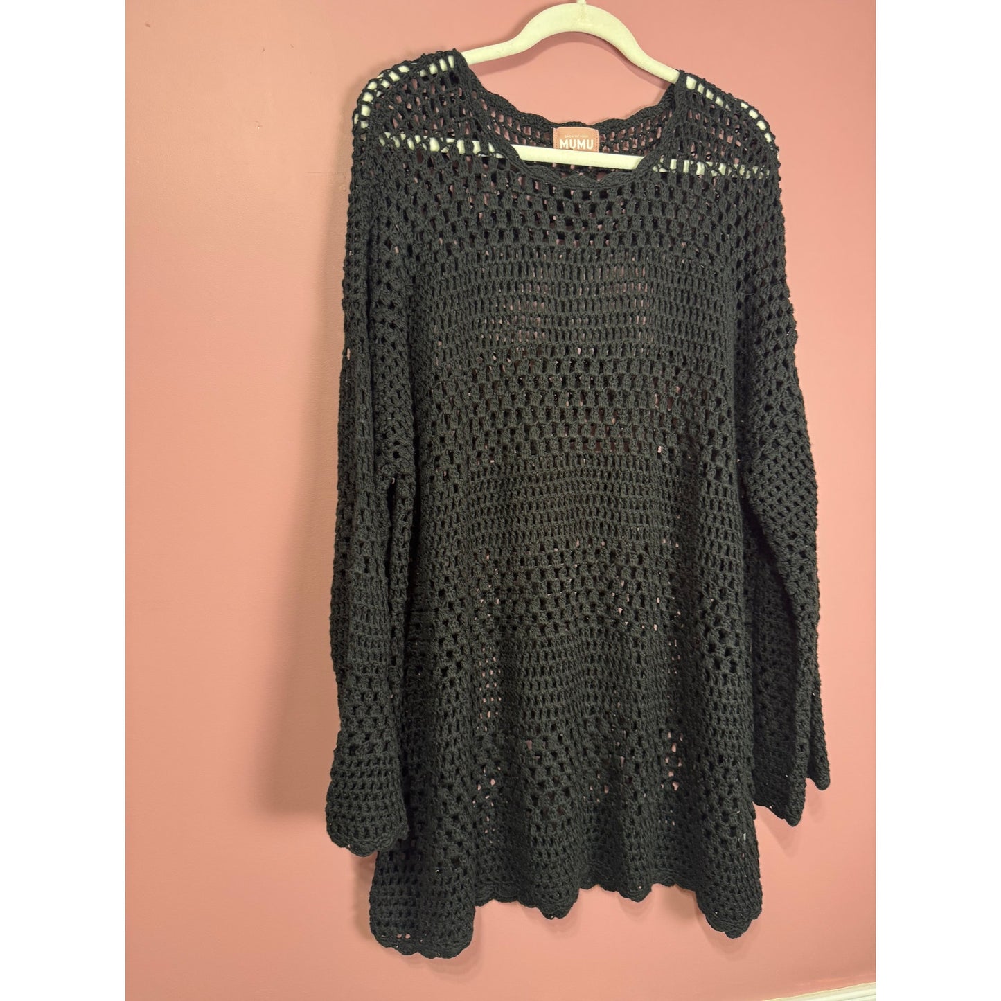Show Me Your Mumu Paula Pullover in Black Crochet Size XXL