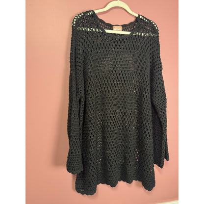 Show Me Your Mumu Paula Pullover in Black Crochet Size XXL