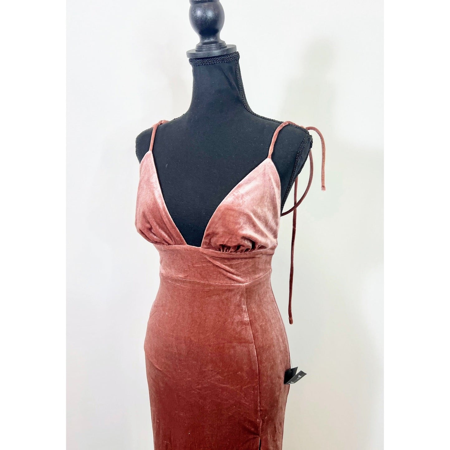 Lulus Radiance Mauve Maxi Dress Small Velvet Tie Strap Side Slit Party Cocktail