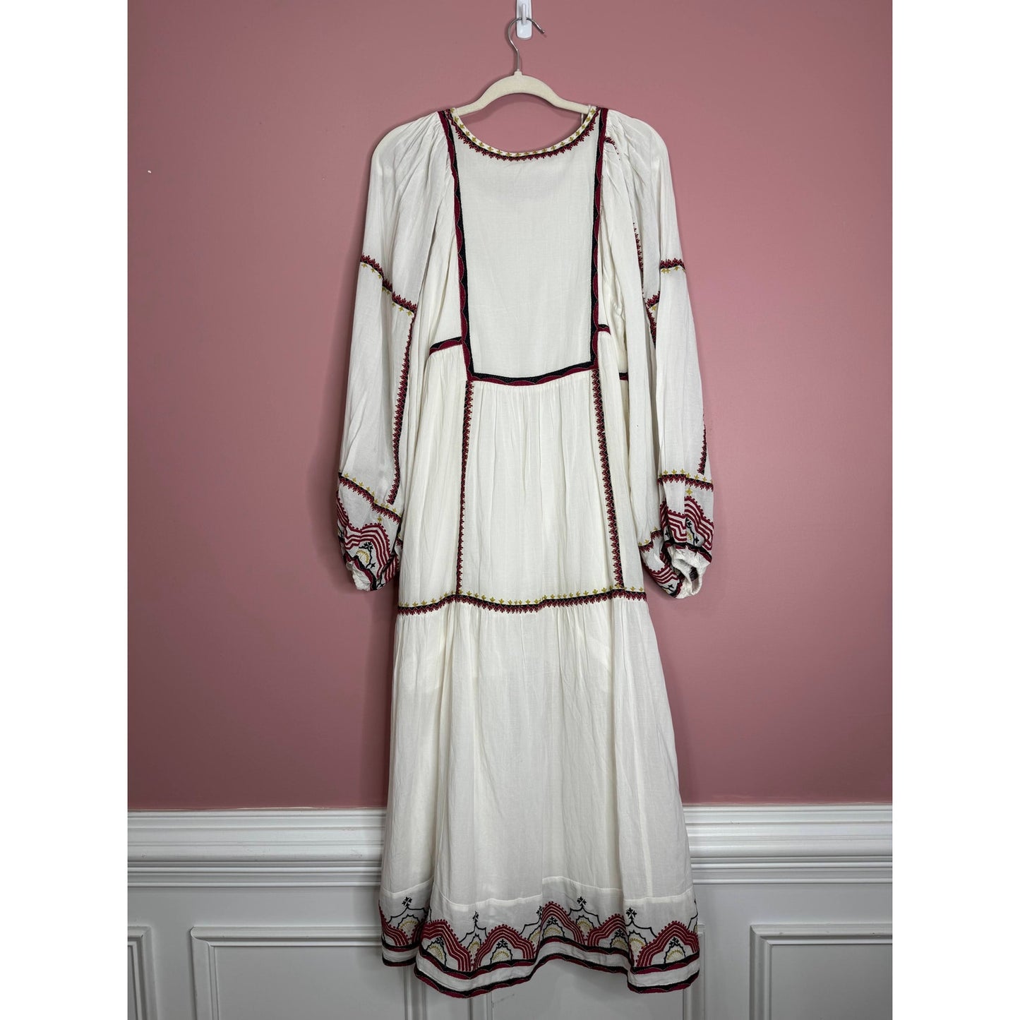Free People Sweet Escape Midi Dress in White Medium Embroidered Long Sleeve