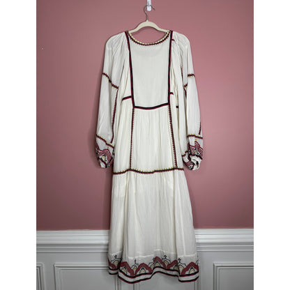 Free People Sweet Escape Midi Dress in White Medium Embroidered Long Sleeve
