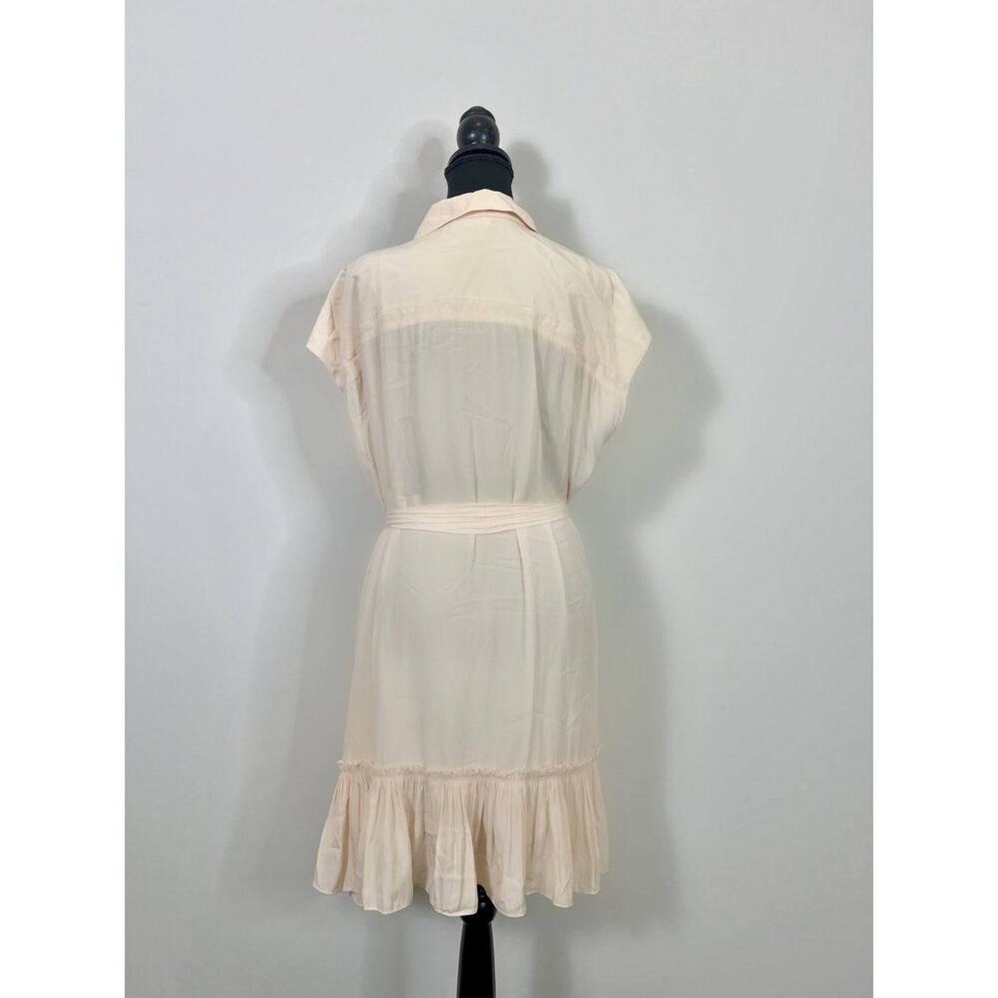 Ramy Brook London‎ Button Down Mini Dress in Linen Large Ruffle Tie Waist Boho