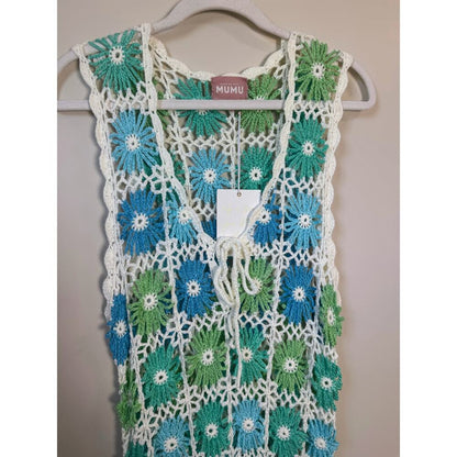 NEW NWT Show Me Your Mumu Vacay Crochet Coverup Maxi Blue Size‎ XXL